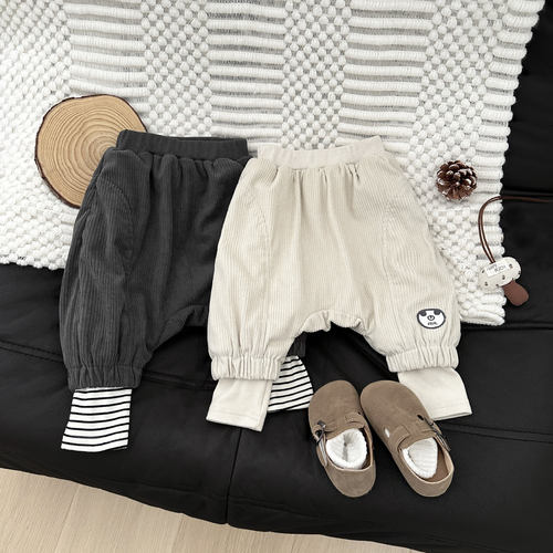 婴儿一体绒大裤冬季新款男女宝宝