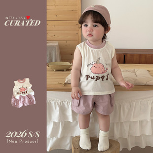 一岁男宝无袖背心夏天亲肤轻薄类短裤夏季穿搭1男童洋气时髦套装