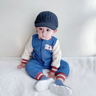 春秋季男宝婴幼儿套装棒球服长袖上衣长裤男童潮范运动休闲套装