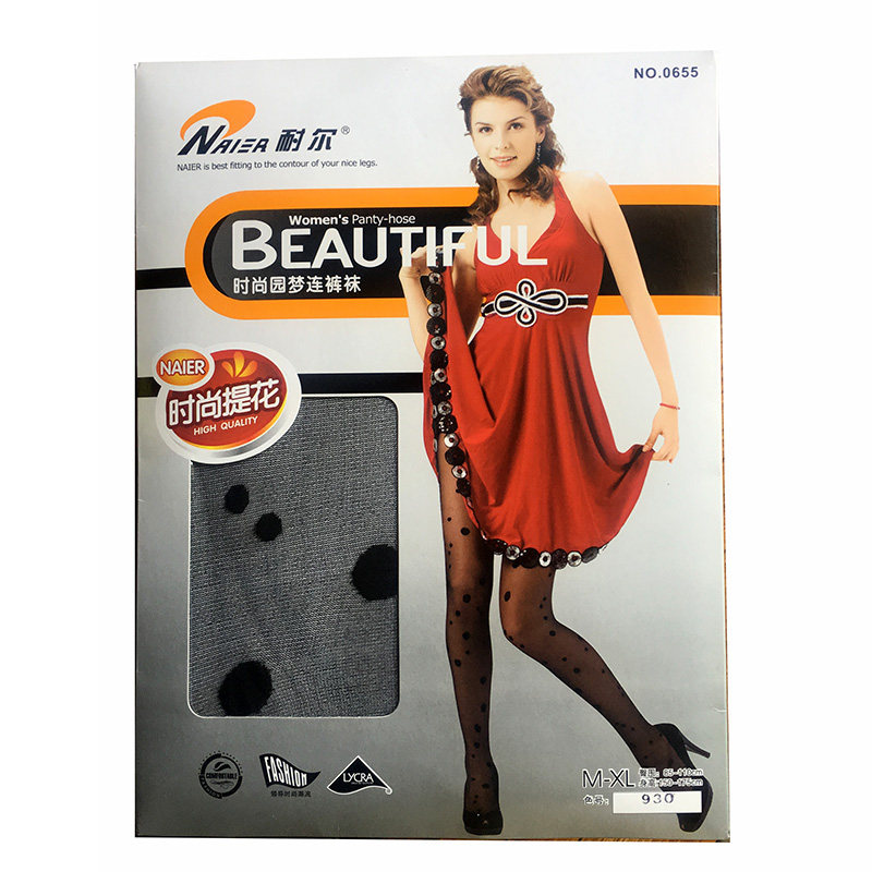 包邮耐尔时尚提花园梦连裤袜大小圆点波点图案个性超薄女性感丝袜