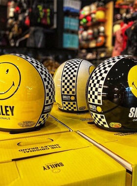 台湾Gallop笑脸SMILEY头盔踏板摩托车棋盘格白色女款复古3/4半盔