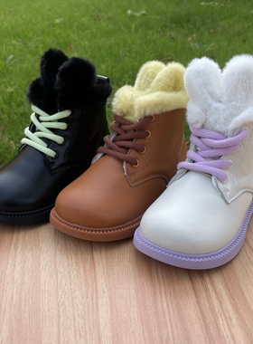 斯乃纳童鞋2023冬款SP340410男女小童加绒保暖羊皮低筒短靴马丁靴