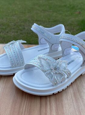 斯乃纳童鞋专柜同款2023夏款SP324034女童水钻魔术贴儿童露趾凉鞋