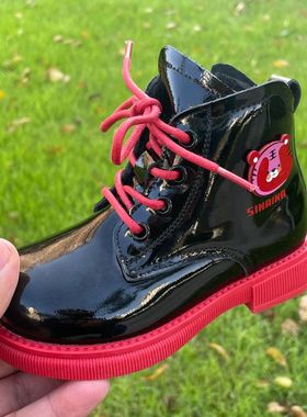 斯乃纳童鞋正品2022冬新款SP243622男女小童羊皮加绒保暖马丁短靴