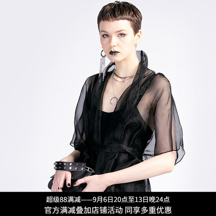 纳帕佳桑蚕丝薄纱透视开衫女
