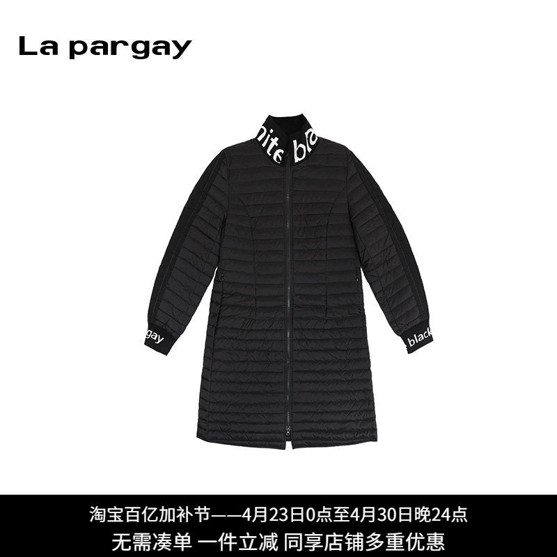 纳帕佳长款长袖羽绒服保暖外套秋季女式黑色个性休闲设计感上衣