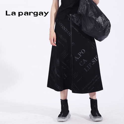 拉链针织开叉半身裙Lapargay
