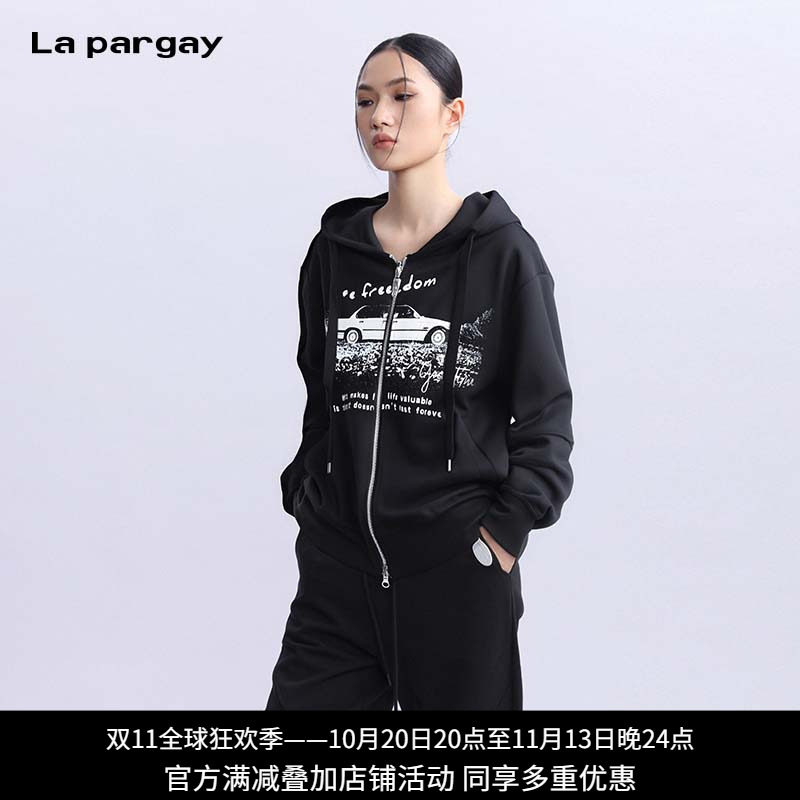 Lapargay连帽拉链短款外套