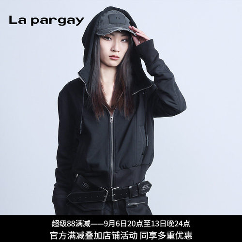 纳帕佳休闲连帽拉链收腰短外套女