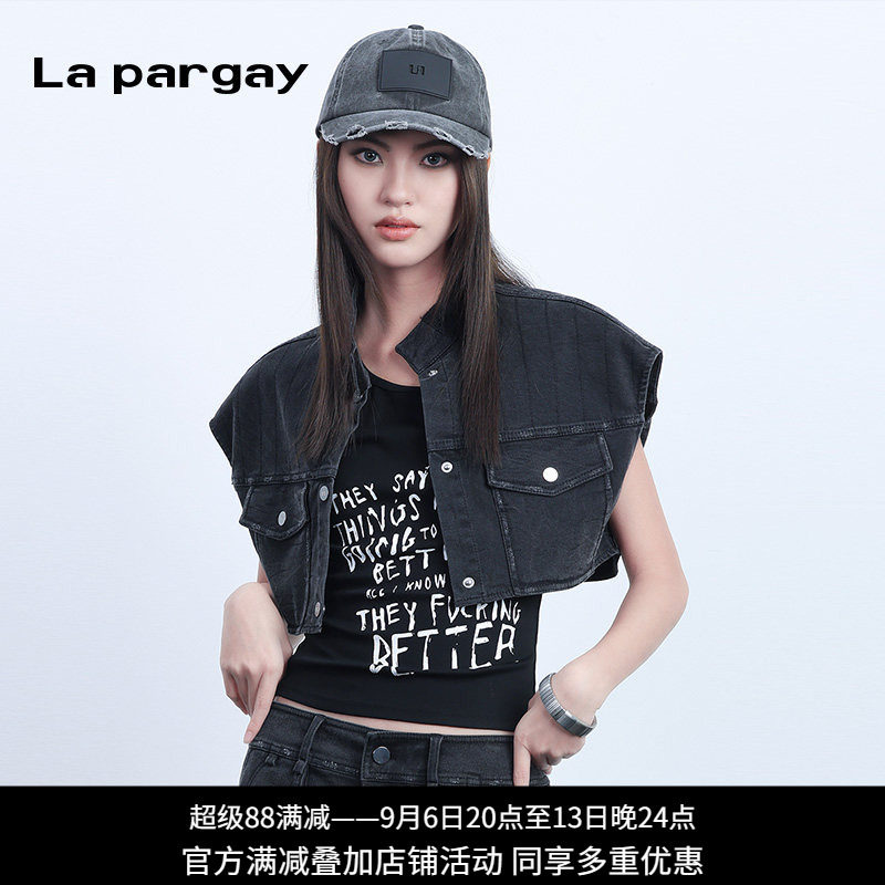 纳帕佳辣妹风短款牛仔马甲女
