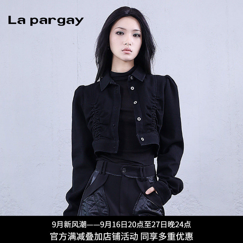 纳帕佳小香风黑色抽绳短外套女