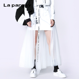 半身裙女 休闲运动直筒短款 Lapargay纳帕佳2023新款 黑白色裙子时尚