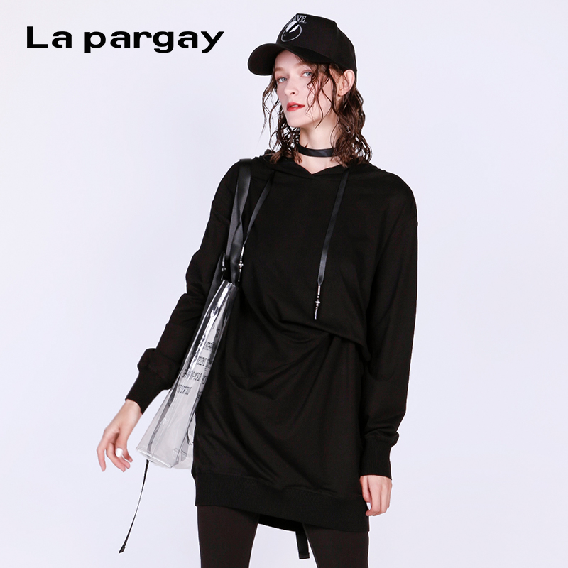 不规则中长款连帽卫衣Lapargay