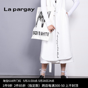 Lapargay纳帕佳2023新款女装秋季黑白色休闲七分裤显瘦阔腿长裤子