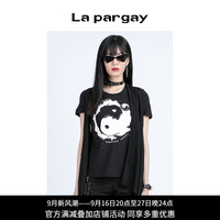 Lapargay纳帕佳春夏款女装黑色上衣个性时尚休闲黑白拼接马夹潮