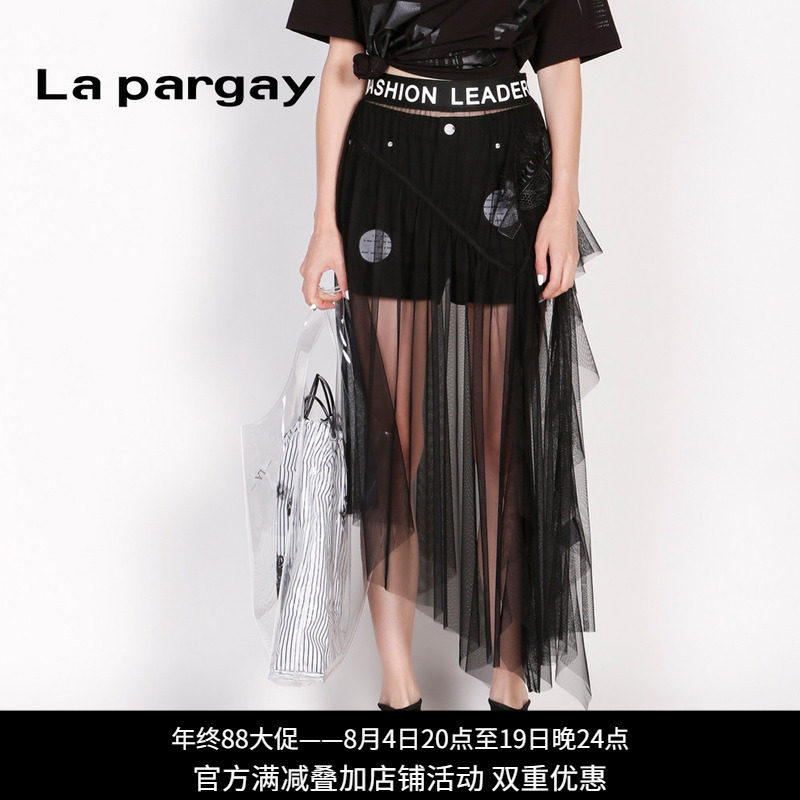 黑色透明半身裙Lapargay中长款