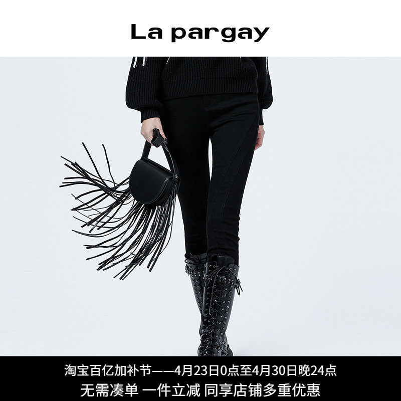 纳帕佳甜酷高腰休闲裤2023秋冬新款女式黑色个性百搭休闲小众裤子