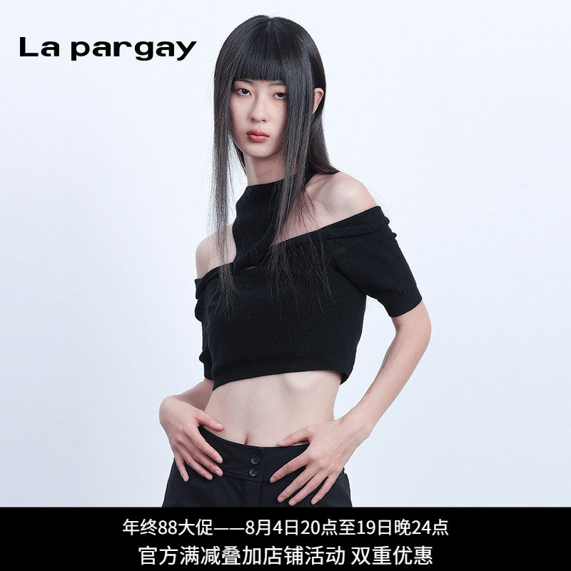 lapargay挂脖露肩套头针织衫