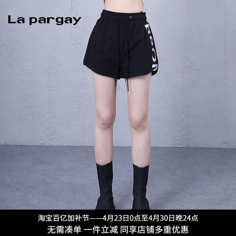 纳帕佳高腰短裤休闲运动裤2024夏季新款女式黑色个性时尚百搭裤子