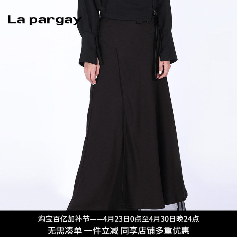 纳帕佳高腰长款阔腿裤2023早秋新款女式黑色个性时尚休闲宽松裤子