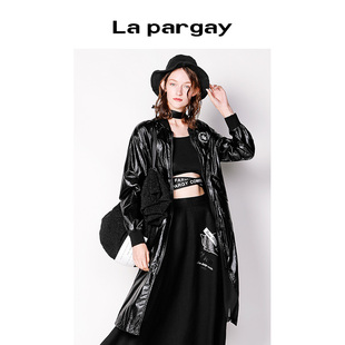 洋氣長袖 Lapargay納帕佳2023新款 白色上衣外套個性 時尚 風衣女 長款