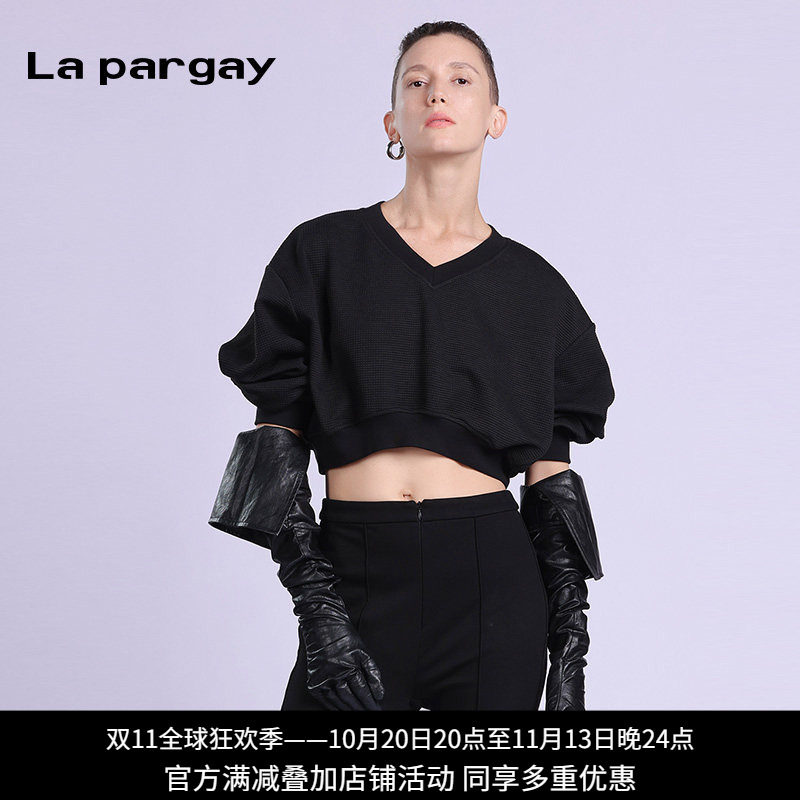 纳帕佳V领短款慵懒风卫衣女