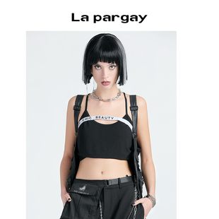 饰撞色美背吊带背心女外穿夏内搭打底百搭 pargay纳帕佳字母装
