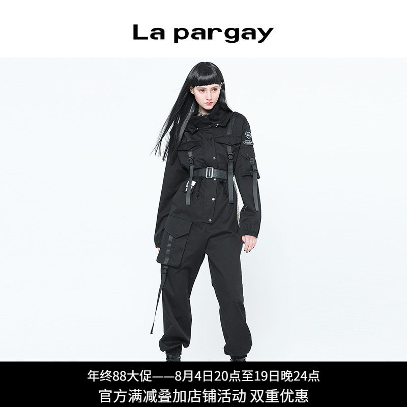 黑色长裤连体裤纳帕佳