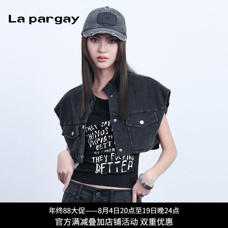 纳帕佳辣妹风短款牛仔马甲女