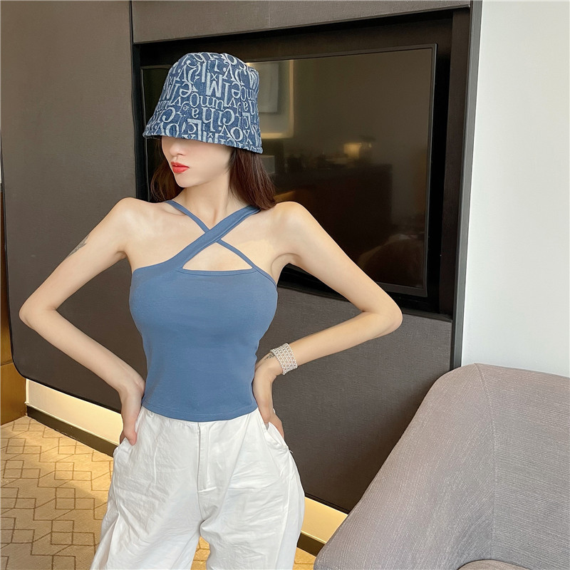  6.00 Real price suspender vest women's summer solid color with versatile fit and bra