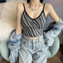 Real shot real price net red suspender vest Zebra Stripe breast pad breast wrap women