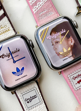 CA.Samba复古运动麂皮男女同款iwatch皮表带适用苹果applewatch10