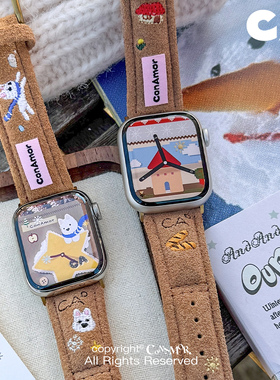 CA.《幸运星》U@g雪地蓬松温暖胖乎乎iwatch表带适用于applewatch