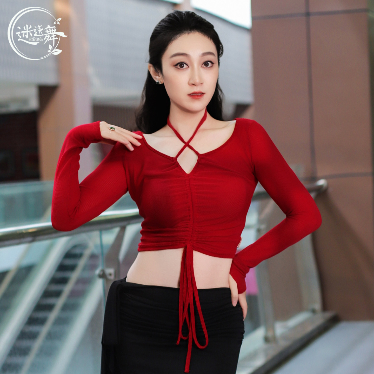 迷迭舞原创肚皮舞上衣2025秋冬新款抽绳长袖东方舞练功服班服表演,运动/瑜伽/健身/球迷用品,肚皮舞上装,淘宝优惠券,粉丝福利购,淘宝优惠卷