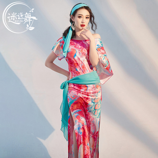 迷迭舞新款 肚皮舞袍子印花民俗shaabi练功服baladi东方舞演出服装