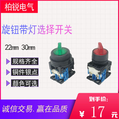 二三档带灯选择开关AR22PL-210E3G 11M3R AR30PL红色绿色旋钮自锁