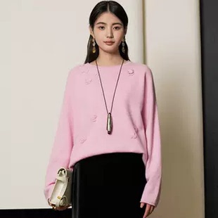 PALUOPO/帕罗【重工立体钩花】圆领百搭羊绒衫ET255207R