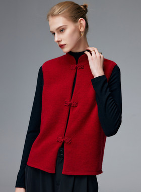 PALUOPO/帕罗山羊绒复古盘扣马甲ET23189R-A