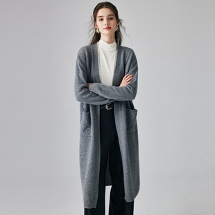 优雅山羊绒女开衫 百搭中长款 ET2F8275R 帕罗V领厚款 PALUOPO