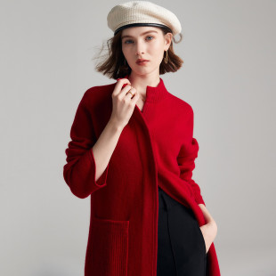 ET22089R PALUOPO 帕罗山羊绒半高领女开衫