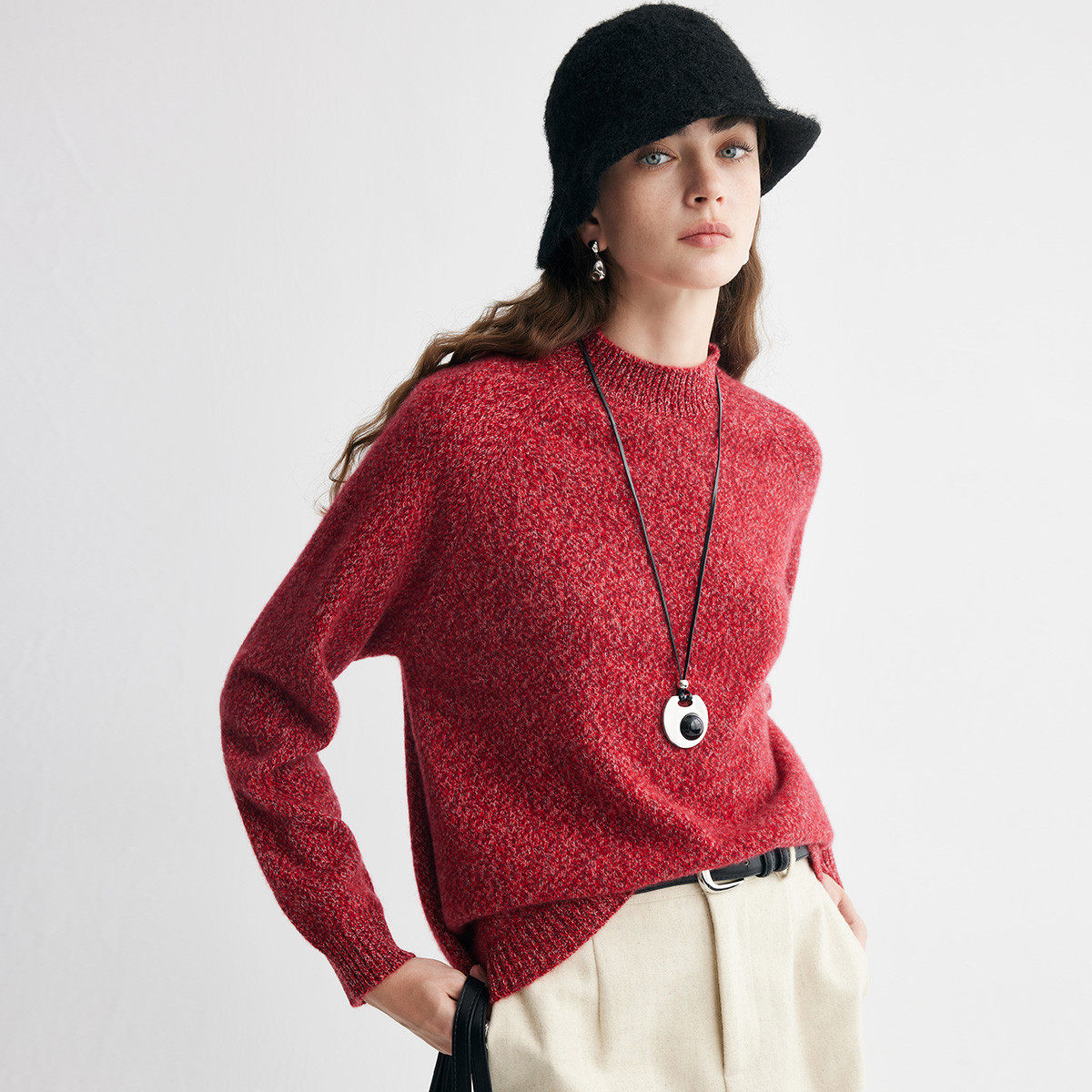 PALUOPO/帕罗山羊绒圆领女衫ET255189R