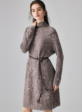 PALUOPO/帕罗山羊绒堆领女长裙ET2F8206R