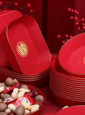 结婚乔迁喜庆红色塑料罗马纹果盘