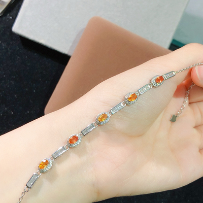 彩色蓝宝石黄蓝宝手链s925银豪华群镶天然宝石手链设计师孤品