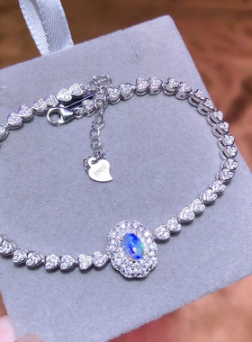 天然白欧泊手链星空变彩复古彩欧泊耳坠耳环耳饰手串蛋白石水晶女