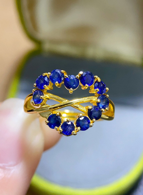 蔚蓝星球手作设计感琉璃印花几何戒指ins新款蓝宝石批发货源