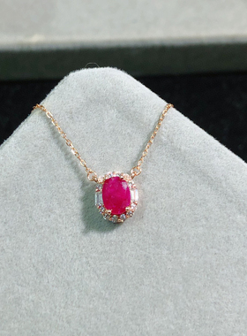 【红色梦境】s925银天然鸽血红宝石项链日常百搭吊坠女520礼物