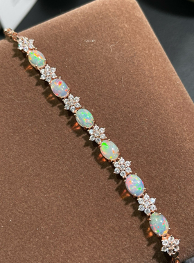 天然白欧泊手链 性价比非常高 款式精致 裸石品质好绚丽饱满