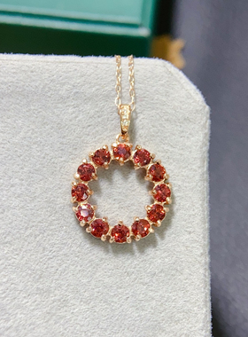 天然镁铝石榴石吊坠 火彩闪 石3*3mm特惠 925银镶嵌 送银链