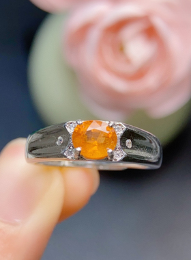 银镶嵌天然芬达椭圆形约5*6mm时尚简约大气百搭活口戒托女代镶嵌